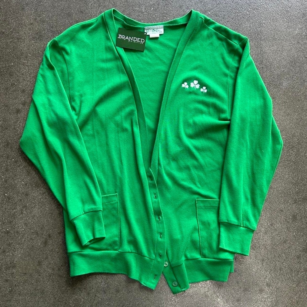 Vintage Carole & Chips Clover Embroidered Size Small Cardigan Sweater